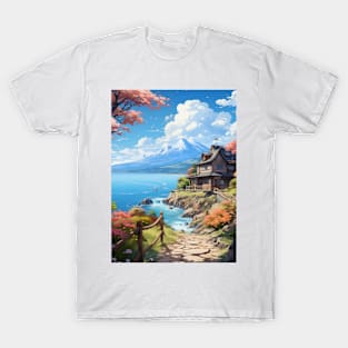 House next to the sea, near the mountains T-Shirt